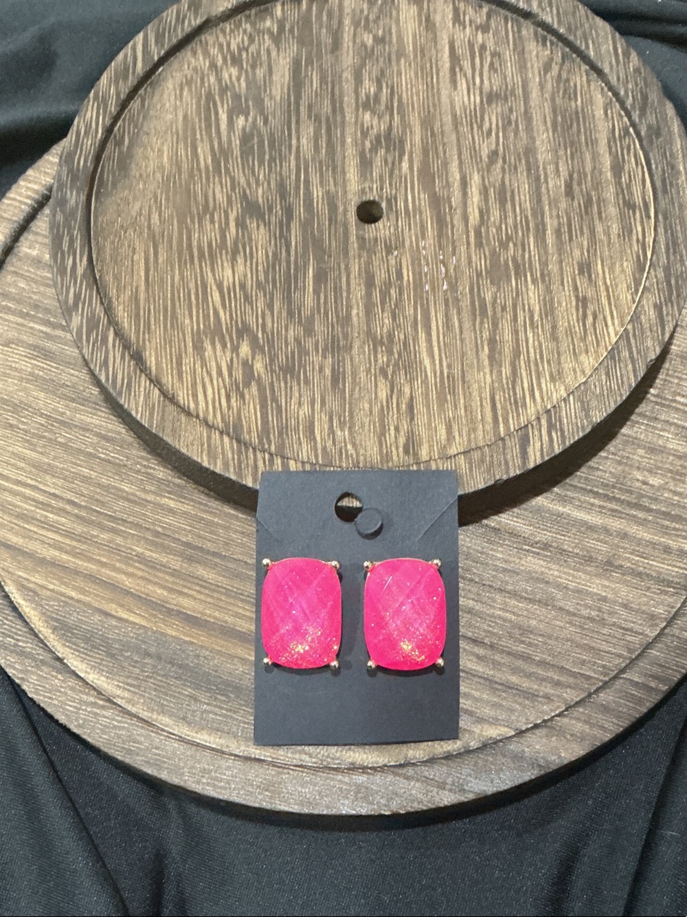 Pink Rectangular Stone Stud Earrings - Women Accessories